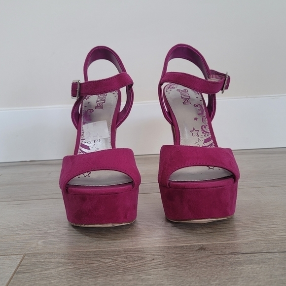 BRASH Suade Magenta Fusia Purple PinkPlatform Heels US8.5 - Picture 12 of 13